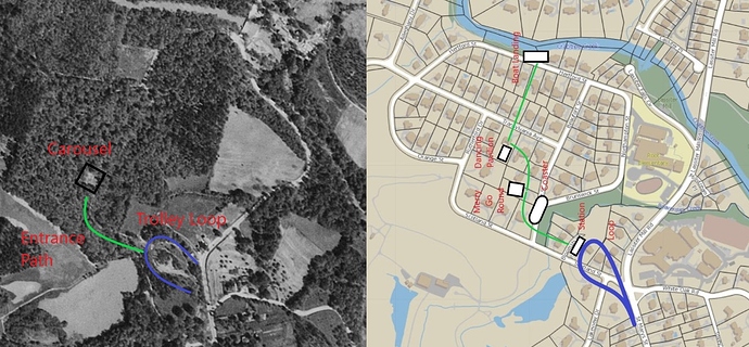 bloomsbury comparison 1938 aerial annotated