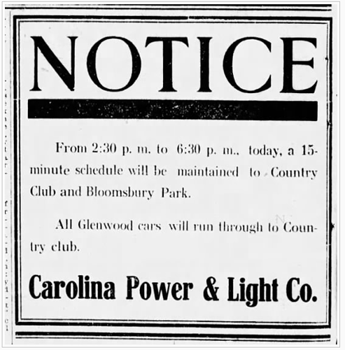 1913 CPNL Trolley Schedule Announcement